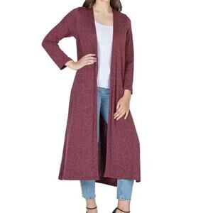 Silence & Noise Cardigan Women's Small Burgundy Duster Lightweight Knit Open